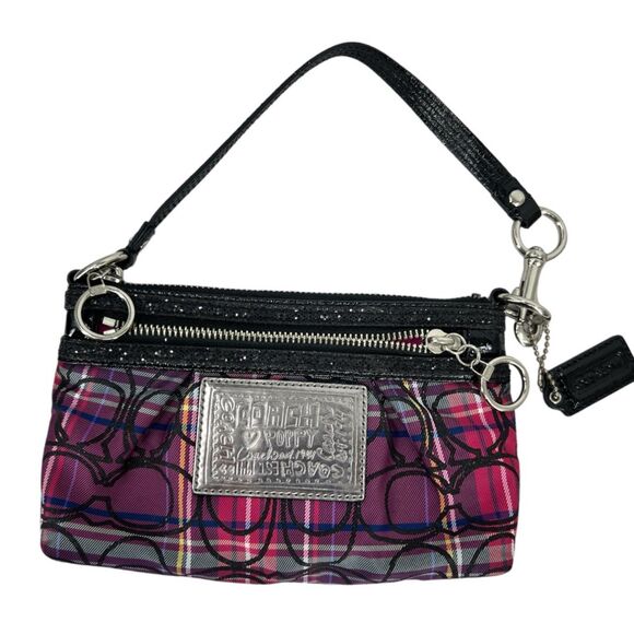Coach purse Poppy Signature Pink plaid large wristlet bag - Picture 5 of 15
